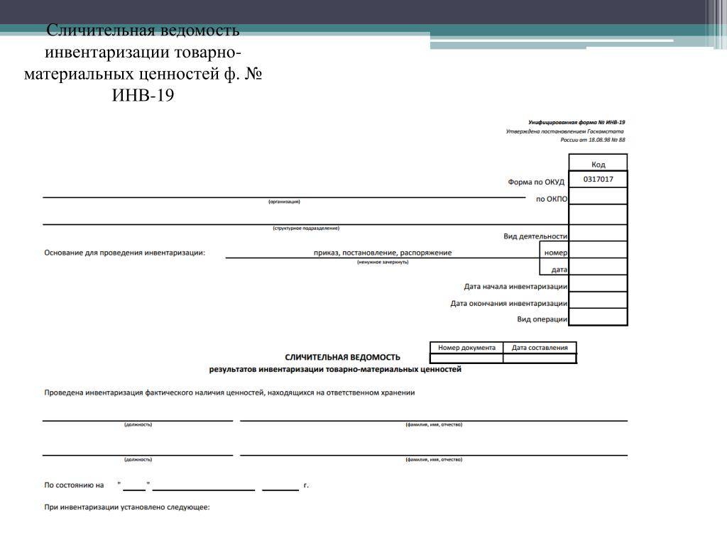 Сличительная ведомость. назначение и правила составления документа :: businessman.ru