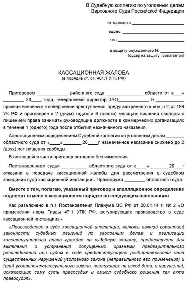 Кассационная жалоба по уголовному делу: порядок и сроки подачи :: businessman.ru