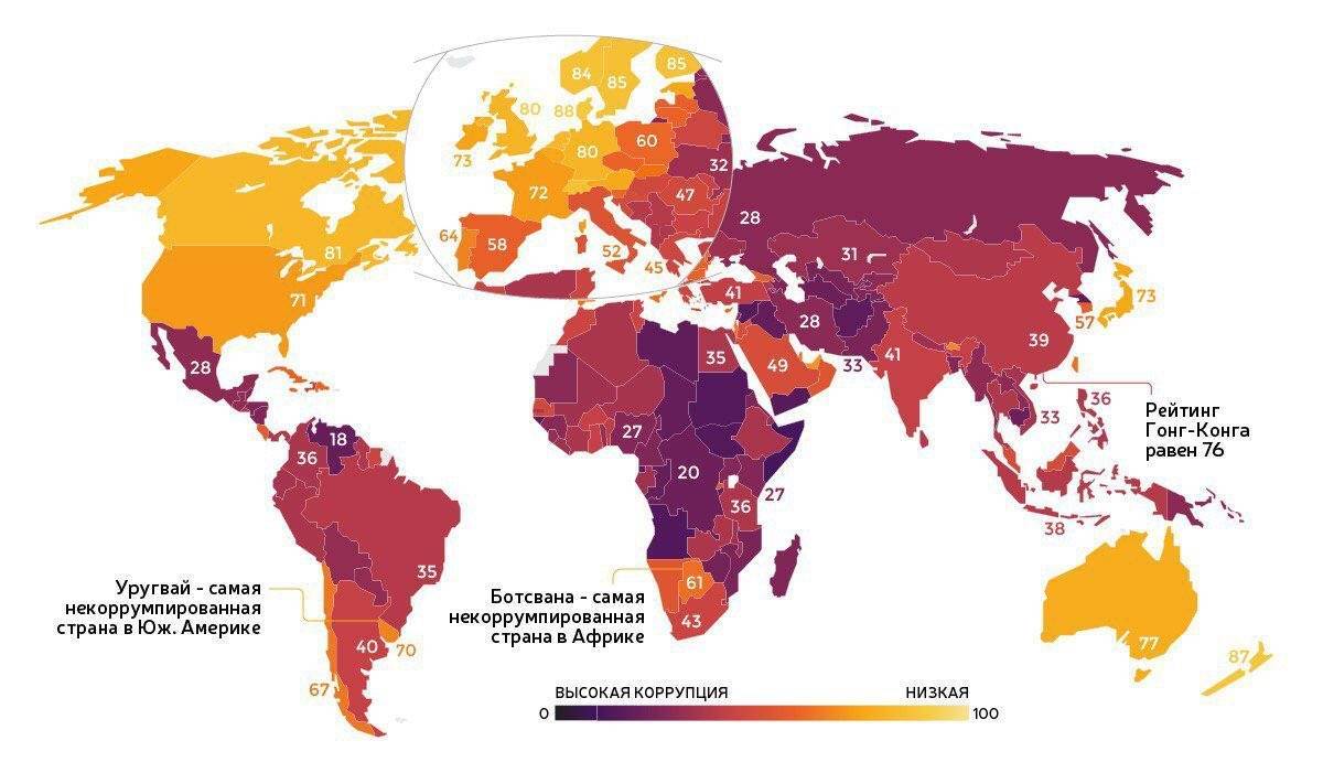 Уровень коррупции в странах мира. рейтинг стран по индексу восприятия коррупции