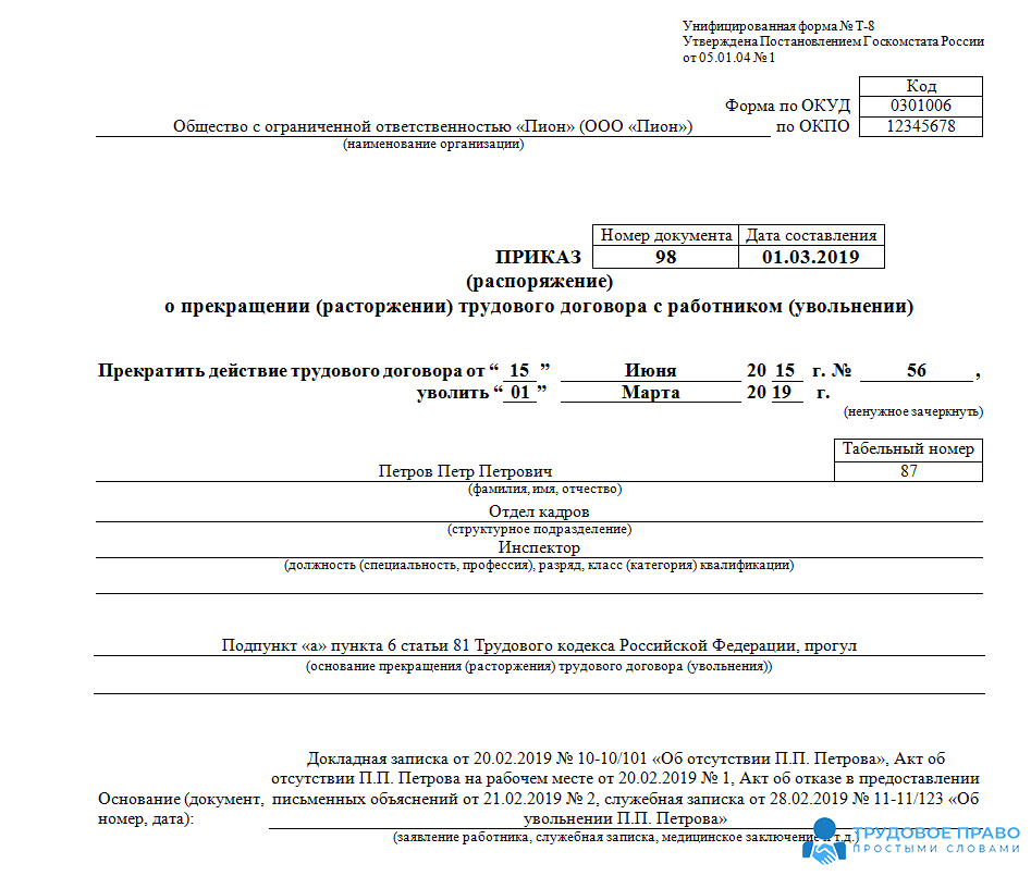 Виды увольнения. Образец приказа об увольнении работника по ст. 81 ТК РФ. Бланк приказ о наказании за нарушение трудовой дисциплины образец. Образец распоряжения о дисциплинарном взыскании замечание. Приказ о применении дисциплинарного взыскания нескольким работникам.