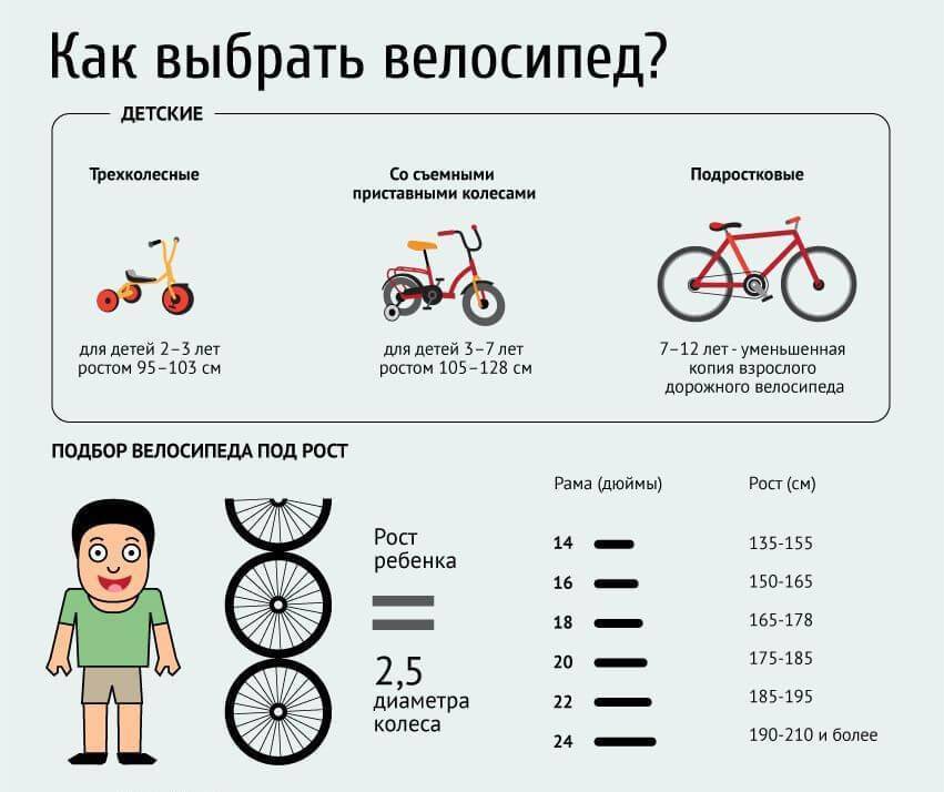Как выбрать велосипед ребенку по росту таблица, фото / после какого возраста детям можно кататься?