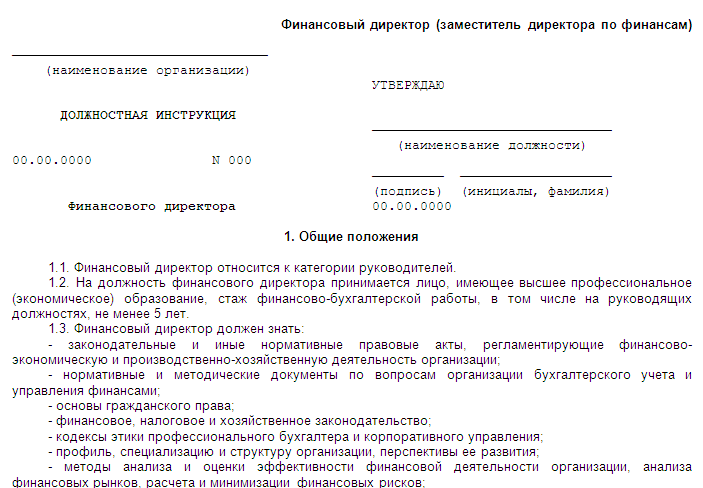Должностная инструкция исполнительного директора  скачать образец бесплатно