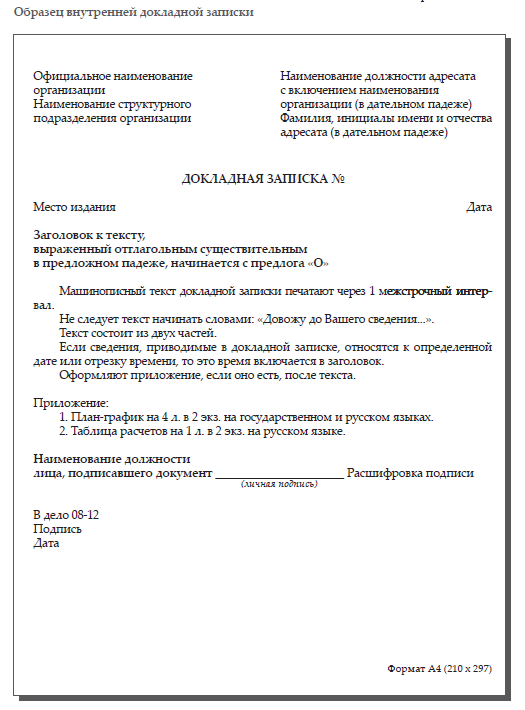 Докладная записка. суть документа и правила его составления :: businessman.ru