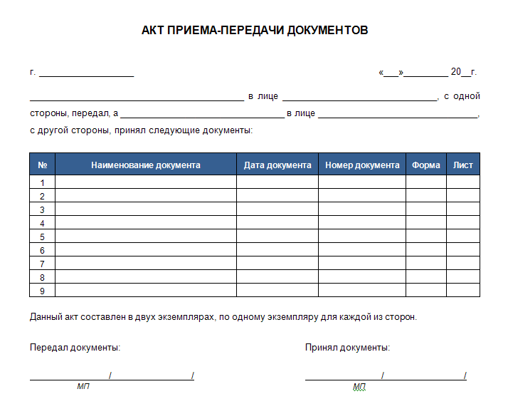 Акт приема сайта